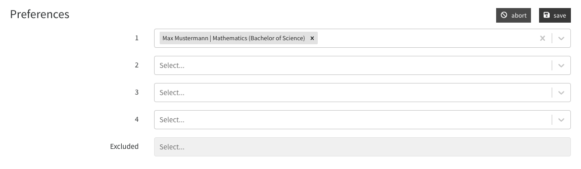 Rank the available students.